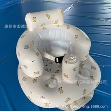 現貨PVC嬰兒餐椅充氣沙發寶寶加厚多功能戶外野餐學座椅帶安全帶, 全熊安全帶學座椅