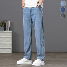 wassup 남자 청바지 여름용 얇은 텐셀데님팬츠 일자 슬랙스 쿨진 편한 빅 사이즈 팬츠