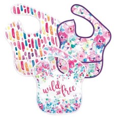 Bumkins 디즈니 여아 또는 남아용 턱받이 6-24개월용 SuperBib 아기 및 유아용 턱받이 식사 수유 아기 주도 이유식 지저분함 절약 방수 부드러운 원단 3, E1 와일드 & 프리-3팩