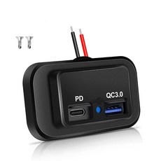 48W 12V / 24V RV USB 콘센트 듀얼 PD3.0 타입-C (USB C) 및 퀵 QC3.0 USB 포트 패널 벽 장착 RV 마린 보트 ATV 오토바이 트럭 골프 카트용, 1P