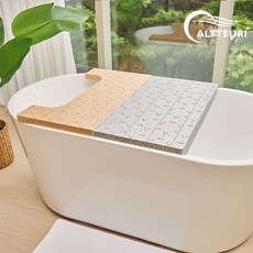 알뜨리 신소재 욕조 덮개 커버 반식욕 트레이 거치대 선반 발판 받침대, 샌드베이지, 1개