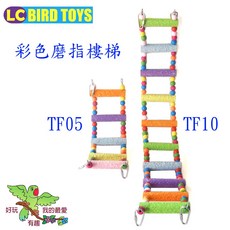 ＊來成鳥園＊彩色磨指樓梯(三種長度可選)/鸚鵡玩具/鳥玩具/蜜袋鼯玩具/爬梯/木梯, 1個, TF10