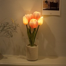 무드등 벨라 튤립 유리 LED 일체형 조명 AA건전지 포함