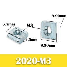 200 마력/몫 너트 프로파일 M4 너트 T M6 슬롯 알루미늄 M5 M3 알루미늄 3D, M3 50PCS