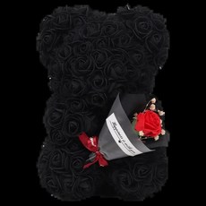1개 25cm 장미곰 인공 폼 테디베어 발렌타인데이 선물 생일 파티 봄 결혼식 장식, 09 Black