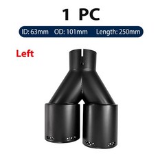 배기 무광 블랙 듀얼 아웃렛 머플러 시스템 노즐 파이프 자동차 외부 장식, 5. Left in63-out101mm, 기본