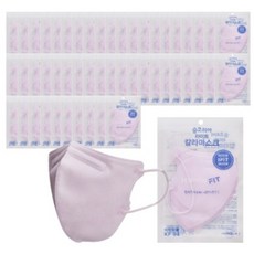 숨코리아 2단 라이트 칼라마스크 (KF94)(대형) (1매입x50개), 1개입, 50개, 분홍색