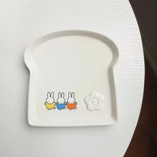 미피 토끼 세라믹 접시 애니메이션 귀여운 만화 크리 에이 티브 간단한 토스트 모양 카와이 야채 접시 피크, 03 Miffy-G