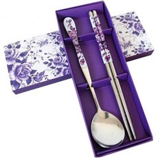 중국 퍼플 로즈 스테인리스 젓가락 및 숟가락 세트, 1개
