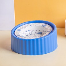 파스텔펫 반려동물 캐릭터 패턴 세라믹 식기, 블루, 1개