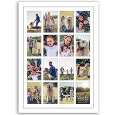 아메리칸 플랫 18x26 콜라주 액자 - 16 4x6 개구부 또는 1개의 액자로 사용 엔지니어링 목재 연마된 플렉시글라스 벽걸이 하드웨어 포함 흰색, 화이트