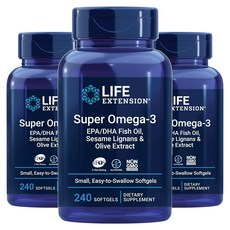 LIFE EXTENSION 超級Omega-3魚油軟膠囊, 240顆, 3罐