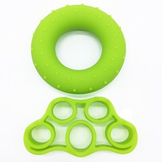 ZGRY 台灣出貨 雙磅數防滑矽膠握力圈 人形指力器 手指復健 練臂肌訓練五指力量圈, 綠色+五指拉力器, 1個