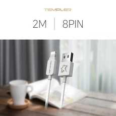 템플러 8핀 2m 고속 케이블, 화이트, 1개