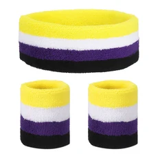 쿠쿠스토어 7x 2 인치 땀 흡수 밴드 세트 스포츠 테리 천 여성 남성, 01 7 x 2 Inch, 08 color 3