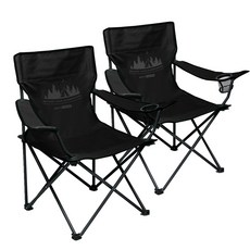 로티캠프 경량 접이식 휴대용 캠핑의자, 블랙, 2개