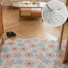 키미블랑 잘라쓰는 플라워패턴 현관 코일 매트 60x90 cm, 노랑하트꽃, 1개