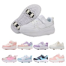 PHTEER 롤러슈즈 바퀴달린운동화 탈부착 롤러스케이트 4륜 F05, 화이트, 1개