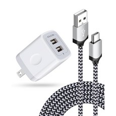 킨들 파이어 태블릿용 안드로이드 고속 충전기 - 킨들 파이어 7 HD 8 HD 10 플러스 키즈 에디션 키즈 프로 HDX 7인치/8인치 삼성 J8 J7 프로 S6 S, USB C, White