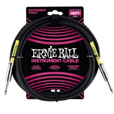 Ernie Ball ULTRAFLEX 10呎 3公尺 樂器導線 雙直頭/彎直頭 (黑/白), 1個, 黑色(雙直頭)