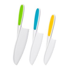 塑料水果刀不傷手幼兒園早敎專用兒童切菜玩具鋸齒蛋糕刀菜刀套裝, 1個, 三件套裝