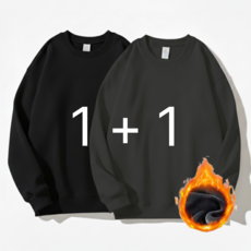 [1 + 1] 하믄 남자 기모 오버핏 무지 맨투맨 티셔츠 세트