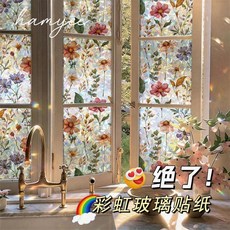 窗戶玻璃貼紙 防窺 採光炫彩 靜電免膠, 彩虹