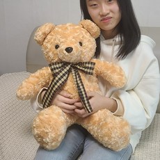 곰인형 ART러브체크 국산테디베어 애착곰인형 곰돌이 어린이날선물, 60cm, 브라운, 1개