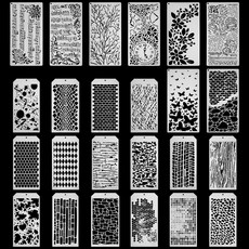 PET 레이저 커팅 그림 템플릿 혼합 패턴 2종 세트 240x120mm 24개입