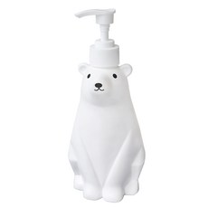 즐거운생활 베어 디스펜서 450ml 주방 욕실 공병 리필용기 곰 케릭터 샴푸 펌핑 세제통, 화이트, 1개