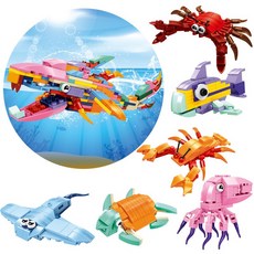 해양 미니 블록 6종, 1개, 혼합색상