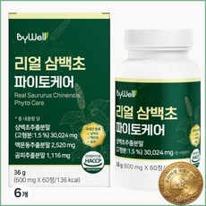 바이웰 리얼삼백초 파이토케어 미퀠리아닌 국내산 삼백초추출물 100% 고품질원료, 6개, 60정
