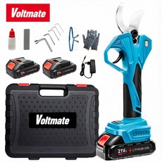 VoltMate 최신형무선 21V BLDC전지가위 전동가위 30mm LED전원디스플+회수기록+리튬전지 2개+날숫돌+하역공구주유병+어댑터+장갑+보호안경+공구박스풀세트+AS 5년, 1세트 1세트