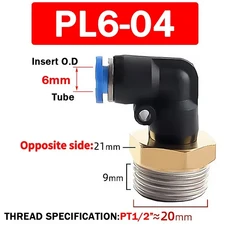 공압 에어 커넥터 PL 4 6 8 10 12mm 나사 1/8 인치3/8인치 인치기관 엘보 피팅 호스 연결 개, 03 50 PCS, 11 PL6 04