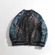 潮男外套 韓國休閒套裝 橫須賀刺繡鯉魚飛行夾剋 寬鬆情侶款加厚棒球服 臺灣熱賣