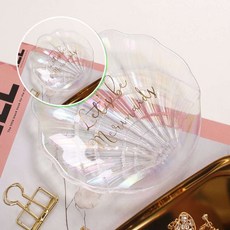 쌍문상회 조개 홀로트레이 이쁜조개 홀로접시 접시 홀로그릇 조개보관함 조개보관 트레이 그릇 유리캔들트레이 유리조개 악세서리 홀로 조개트레이 영롱한 인감성소품 40872EA, 레터링 없음(X)