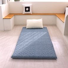 인터카마 더블멀티싱글 가로90cm 1인 양면 두꺼운 바닥요 3단접이식 까는이불, 도트 블루
