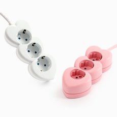 아이정 디자인 멀티탭 추천 하트탭 2구 3구 16A 멀티탭 기숙사준비물, 3구 핑크, 3m, 1개