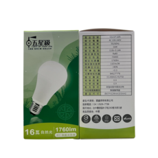 五星級-LED球泡16W/N 1760lm, 自然光, 1個