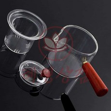 혜명상점 내열유리 차포트 400ml 커피포트 핸들 우드핸들 티포트 찻주전자