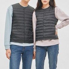 [정상가 59 000원]유니) 라운드넥 투웨이스냅 경량베스트(다운90/10)_WL4WWV91-BK