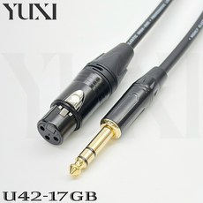 高級金屬接頭 麥克風線 XLR母 轉 6.3 TRS 立體 雙聲 平衡式訊號線, 1個, 紅色線材,3米 含雙頭