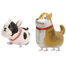 이벤트홀릭 산책풍선 2개 세트 헬륨 충전 가능 걸어다니는 놀이동산 산보 풍선, 1세트, 02. 강아지[불독]+강아지[진돗개]