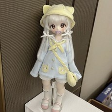 BJD 娃娃衣 /蛋包飯/ 套裝 四分/六分通用, 1個, 藍色,四分（通穿）