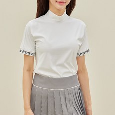 제이투제이 여성골프웨어 소매레터링 골지 반목 반팔티셔츠