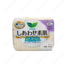 Laurier 樂而雅 しあわせ素肌 超薄型衛生棉, 25 cm, 17枚入, 1個