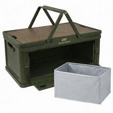 캠핑 폴딩박스 수납박스 접이식 테이블 대형 다용도 캠핑박스, 1개, 1단, 카키 (원목상판+방수팩 포함)