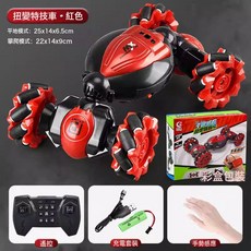手勢感應扭變車 越野特技遙控車 變形玩具, 1個, 彩盒裝 大號 火焰紅 手感控制 手柄遙控器  1套一組鋰電池