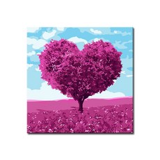 명화그리기 유화 세트 그림 해바라기 액자 DIY 캔버스, E20_핑크하트나무, 1개