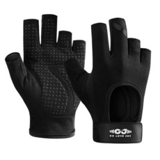 SUJAYU 여성 및 남성용 운동 장갑 역도용 미끄럼 방지 극세사 패딩 걸이식 역도 사이클링 풀업 조정용 체육관 액세서리 (블랙 라지), 블랙